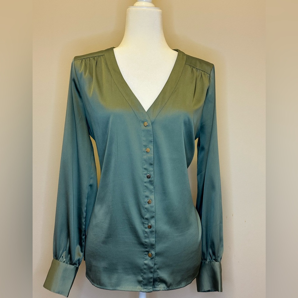 White House Black Market Sage Green Blouse
